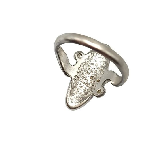 Sterling Silver Blue Turquoise Chip Black Onyx Inlay Ring Size 8 Vintage Signed - Picture 5 of 6